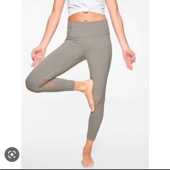 Athleta Pants - Athleta Athleta Eclipse 7/8 Tights Grey Mesh Size Small petite